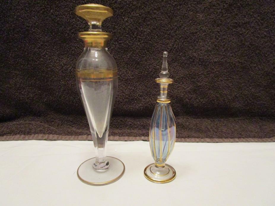 Vintage Perfume Bottles With Glass Stoppers Set of 2
