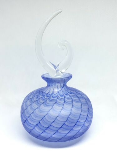 Vintage Perfume Bottle / Decanter - Blue Marbled Glass - Pristine Condition