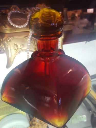 Antique 19th Century Fiery Red Orange Amber Glass Perfume Bottle