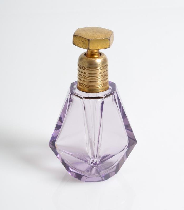 Antique Victorian Glass Scent Perfume BOTTLE, Purple color, Solarized glass