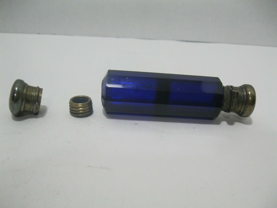Antique Victorian Cobalt Blue  Double  Ended Glass Perfume  Bottle 1865