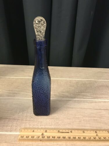 Antique 7 Inch Blue Glass Perfume Bottle