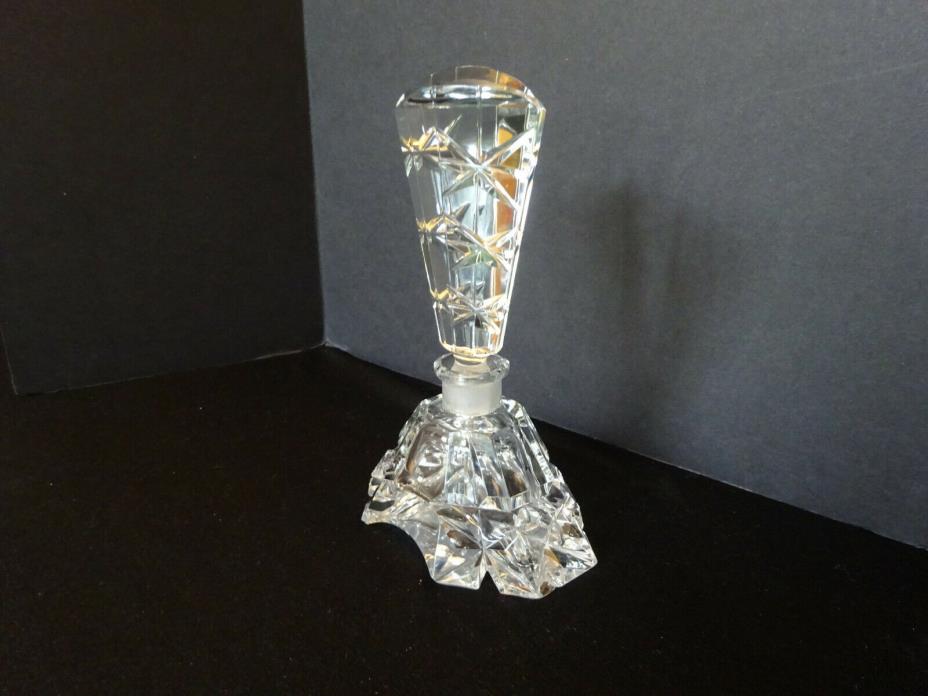 Very Pretty! Estate Vintage Faceted Cut Crystal Heavy Perfume Bottle Decanter