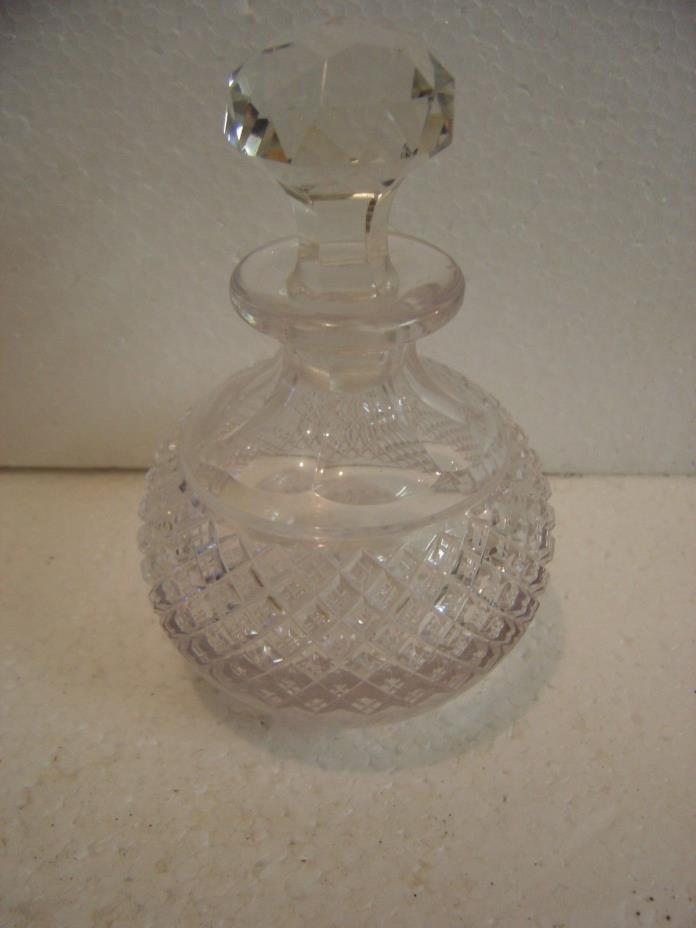 Antique Cut Glass Perfume Faceted Stopper 4” 348
