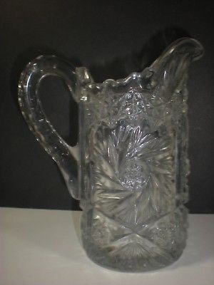 1800's Victorian EAPG PITCHER Pinwheel and Star pattern Milk Cream