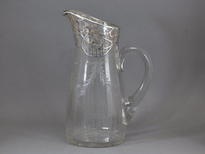 Edwardian Belle Epoch Pitcher Sterling Silver Overlay Cut Garlands Polished Pont