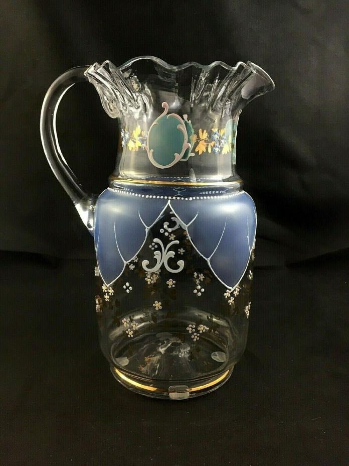 ?? Antique Victorian Frosted & Enamel Decorated 10 1/2