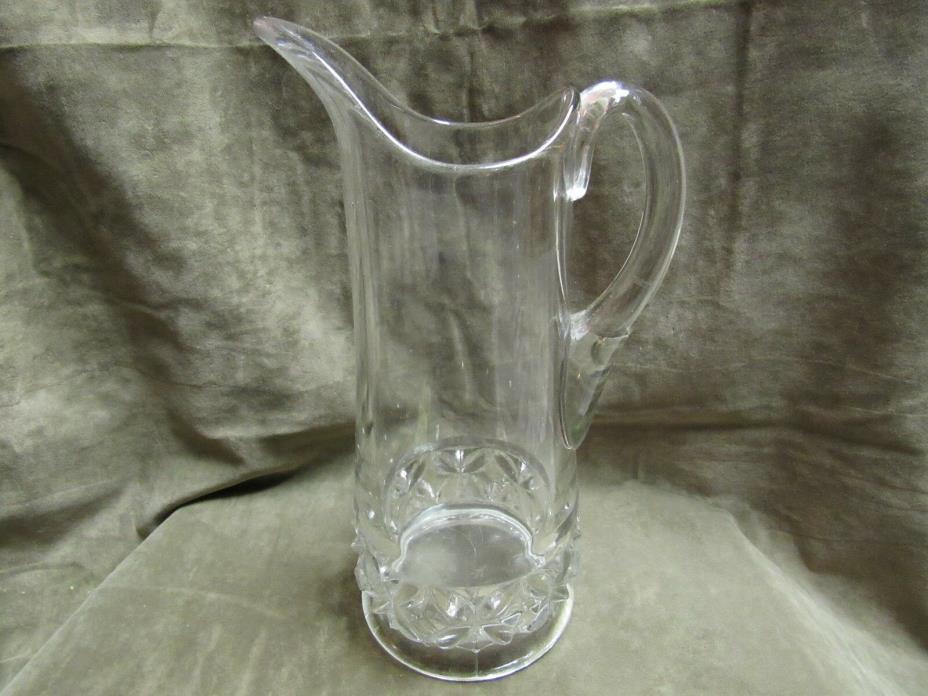 Victorian 1880's Model Flint Glass Pillow Encircled Tall Water Pitcher in Clear