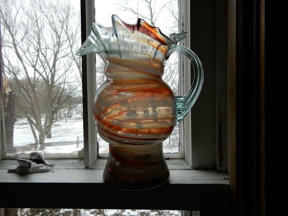 Victorian swirl blown glass pitcher excellent condition