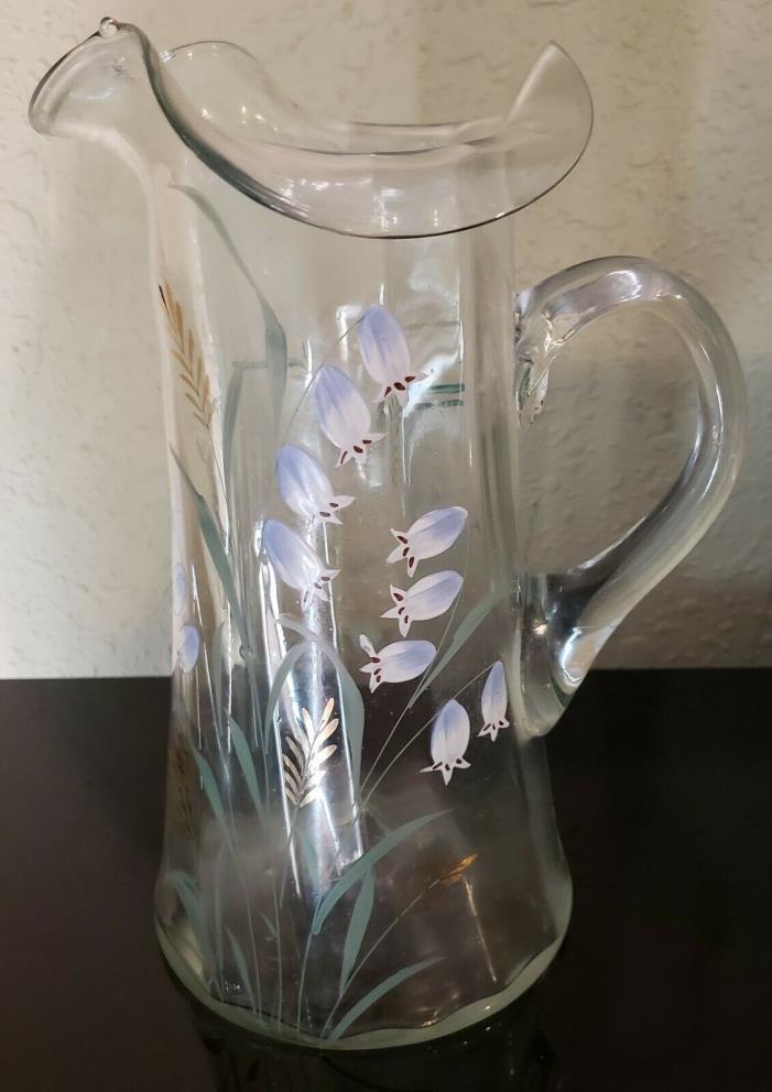 Hand Blown Hand Painted Pitcher
