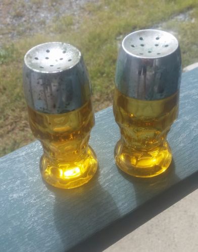 Antique Yellow Glass Salt & Pepper Shakers