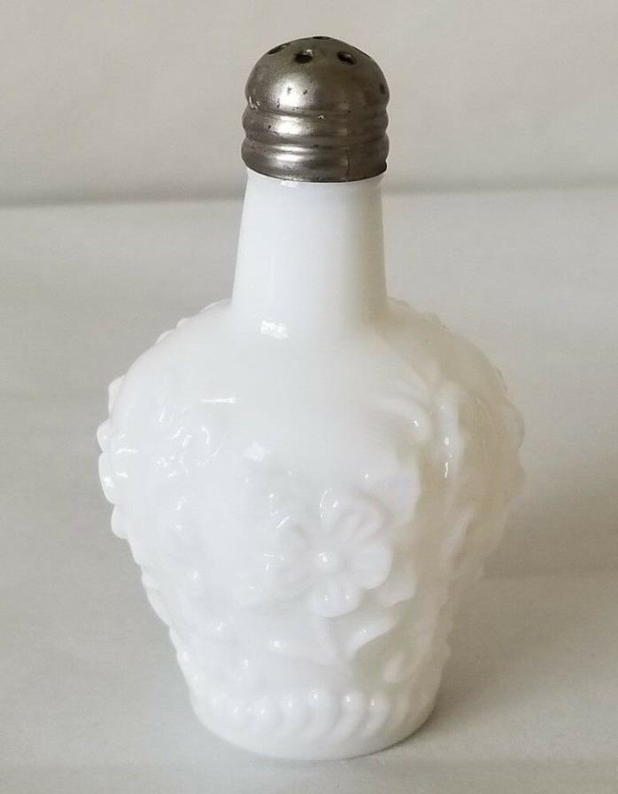 Antique White Milk Glass Floral Shaker
