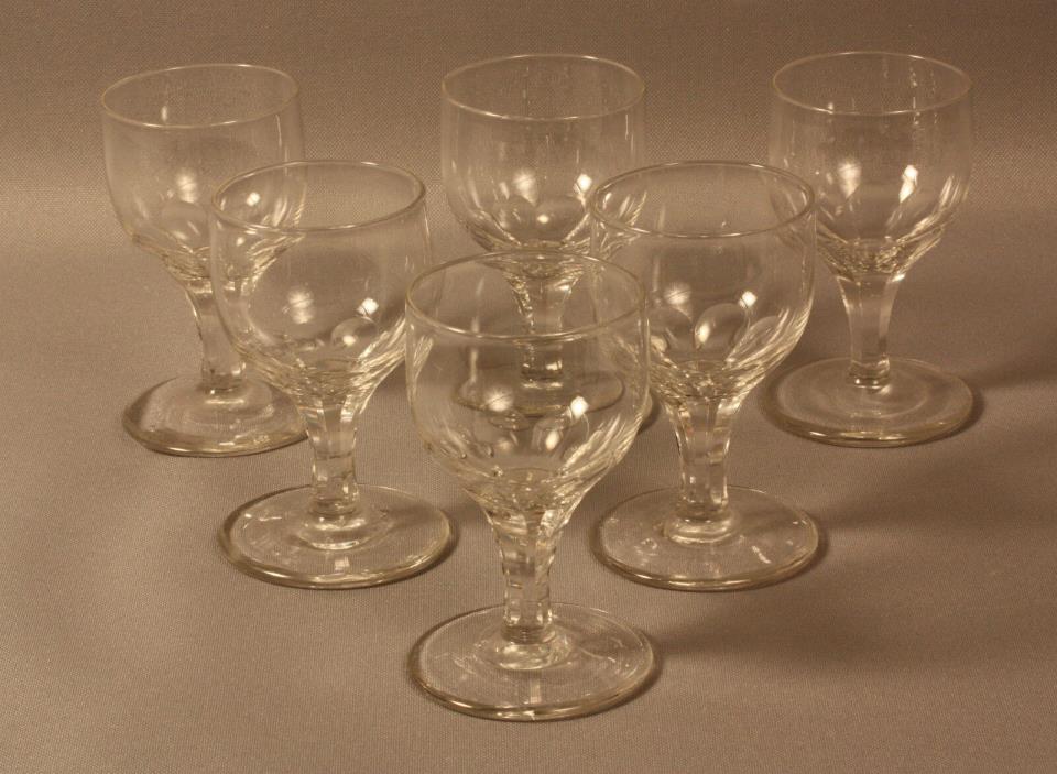 SET OF SIX ANTIQUE CRYSTAL GLASSES - PORT GLASS / SHERRY GLASS