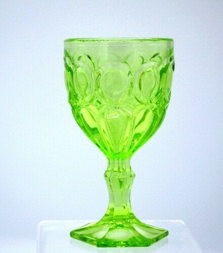 Wine Glass Late 19th Century Ornate Regal Pattern Green Glass