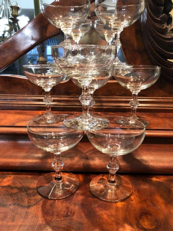 Vintage Mid Century Crystal Stemware Champagne or Compote Glasses 8 pieces