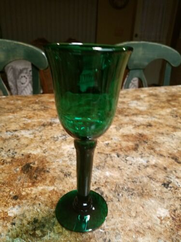 Vintage Emerald Green Wine Glass  Good Size Stemware
