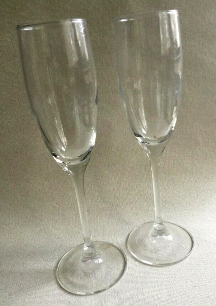 Pair Vintage Champagne Flutes Glasses Wine Glasses Stemware - 8 5/8