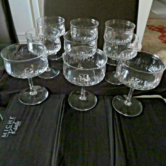 ANTIQUE CHAMPAGNE COUPE GLASSES SET OF NINE