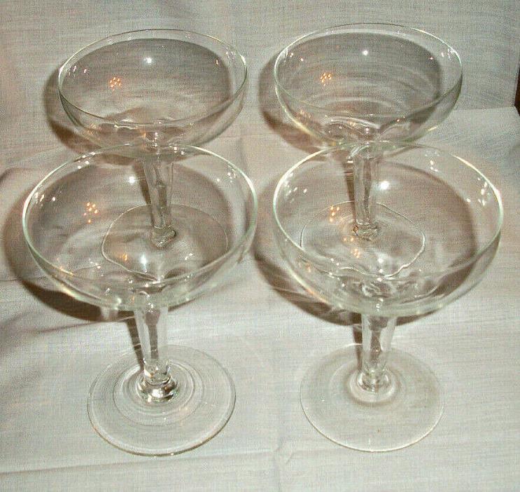 Champagne Crystal Stemware  w/ Hollow Stem for Bubbling Champagne, 4 Vintage