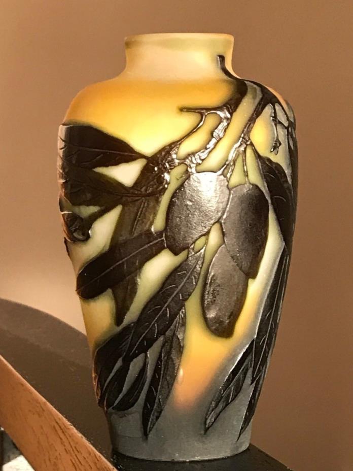 Extremely Rare Emile Galle Olive Branch Vase c. 1905