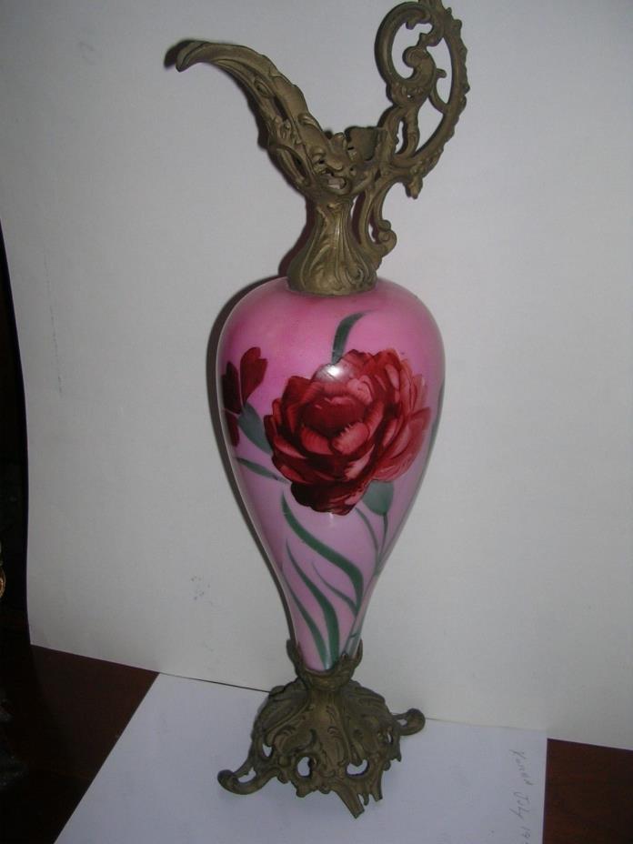VICTORIAN FRENCH Antique,FLOWER ORANTE~Cast Metal TOP & BOTTOM~Urn~VASE 1800s