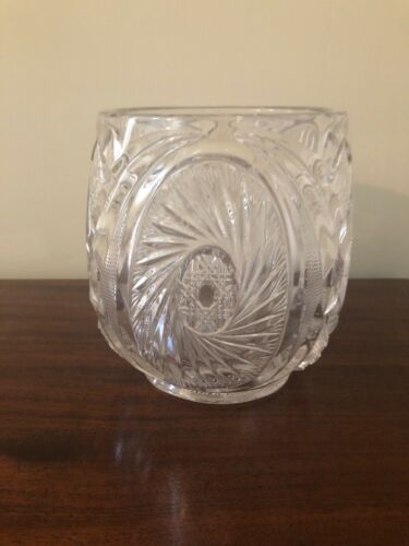 Amazing Antique Unique Rare Size 6.5 X 6 Cut Glass Oval Vase