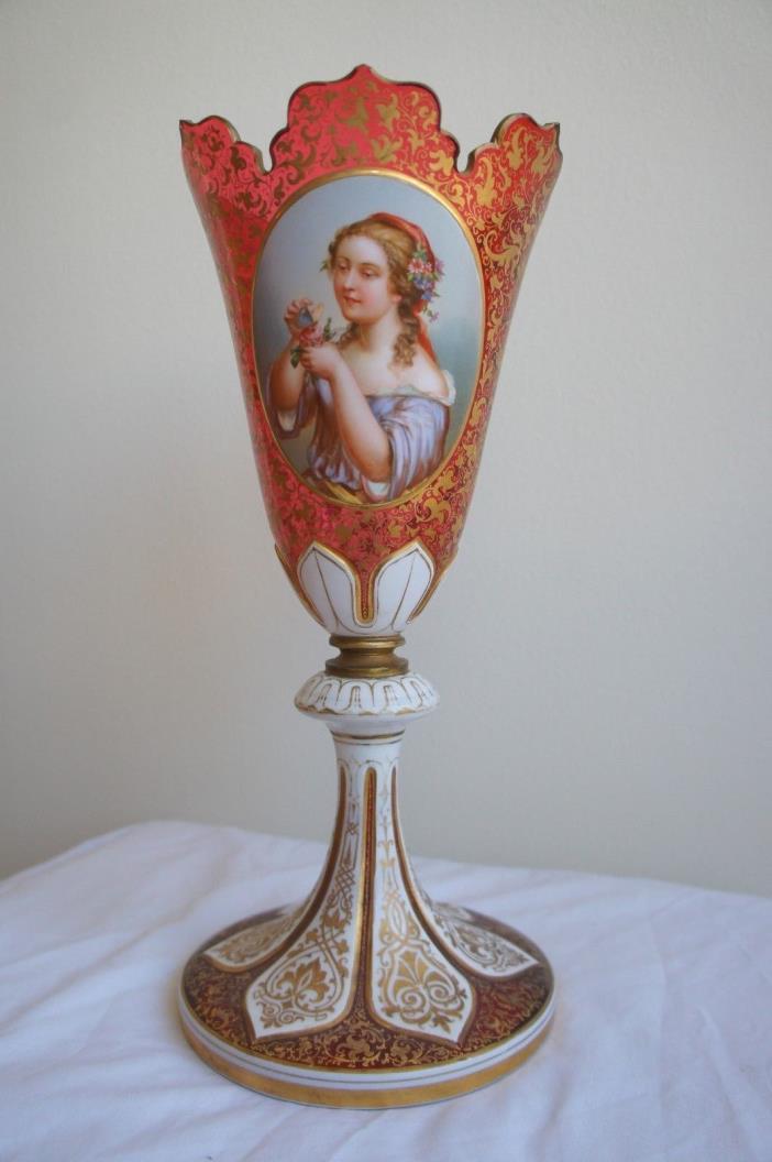 Beautiful 19th Century French Overlay Glass Vase