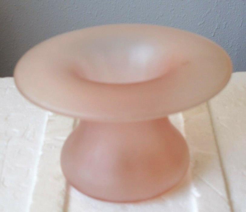 Antique Frosted Pink Depression Ware Art Glass Pinch Vase 4.25