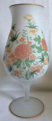 Bristol Glass Satin Vase Floral 11 in