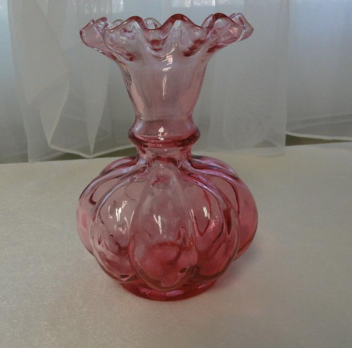 Vintage ANTIQUE Hand Blown CRANBERRY Art Glass Small 4 3/4
