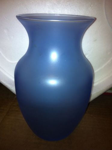 Antique Blue Satin Frosted Vase