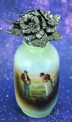 Antique Vase with Agricultural Scene, Silver Color and Top. (BI#MK/190311)