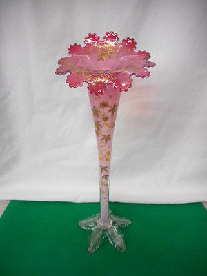 Antique Moser Glass Jack in the Pulpit Vase with Hand Decorated Gold Gilt