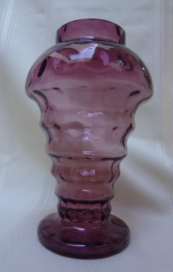 Amethyst Vase Inverted Thumbprint Coin Dot Antique Hand Blown 9 inches tall