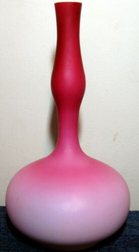 Antique Peachblow or Burmese style Pink Satin Cased Glass Vase