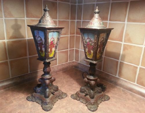 VINTAGE PAIR LAMPS BOUDOIR LIGHT ELECTRIC TABLE LAMPS