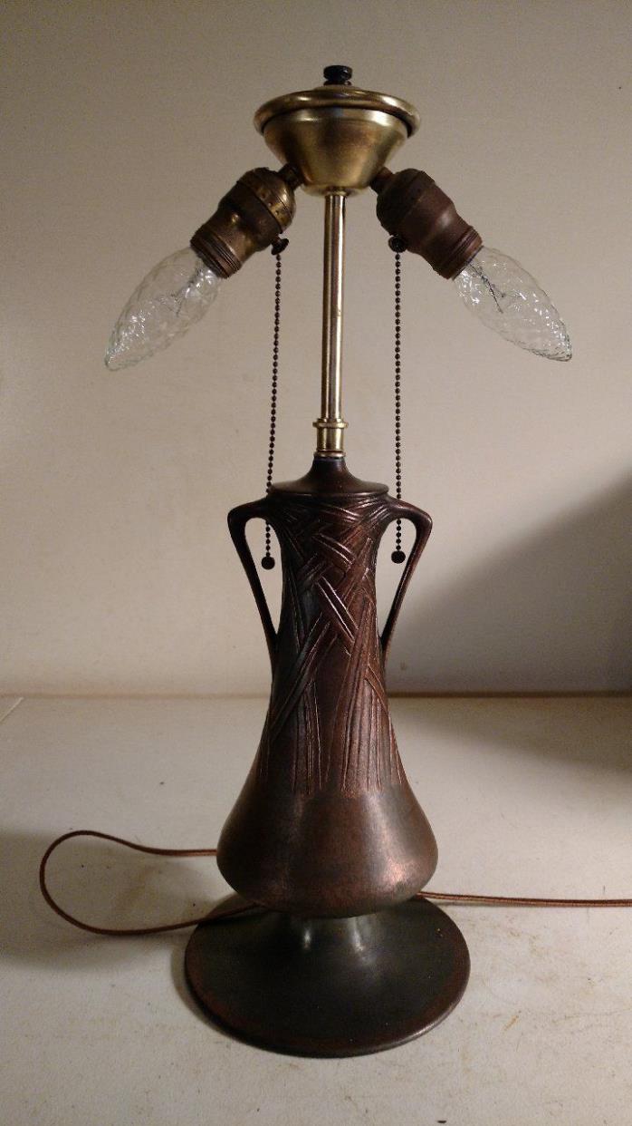 Antique Solid Copper & Brass Lamp Deco/Nouveau/Handel Era Charles Parker