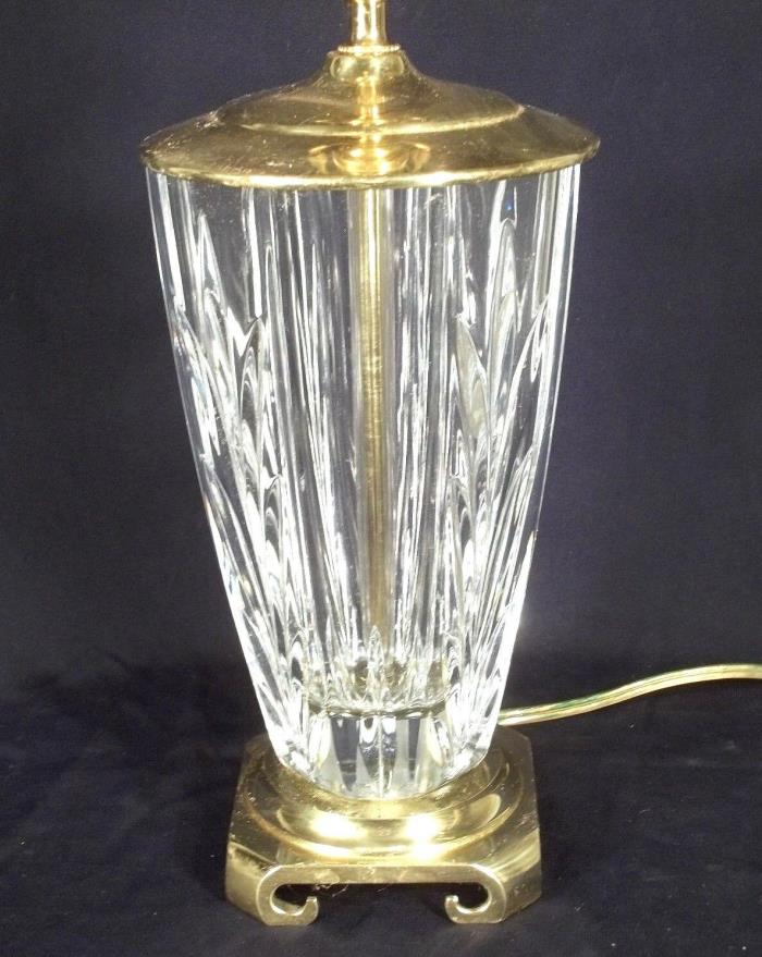 MID CENTURY ART MODERN GLASS VASE LAMP ON SCROLLED BRASS FEET