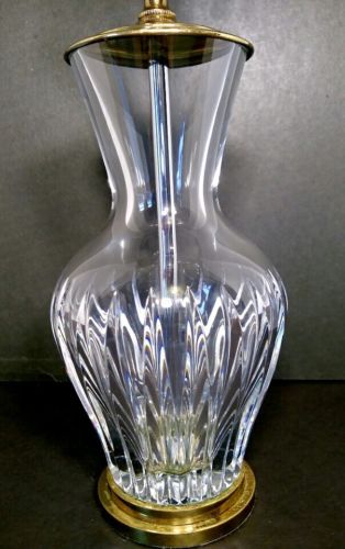 VINTAGE EXQUISITE BACCARAT FRANCE CRYSTAL LAMP WITH BRASS BASE EXCELLENT