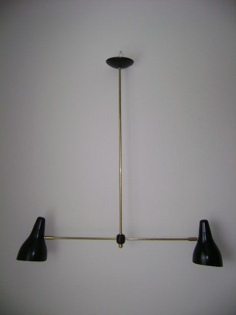 STILNOVO Eames ARTELUCE Style - Black HANGING LAMP Mid Century DECO Eames