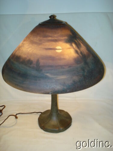 Nice Moonlit River Scene Handel Table Lamp 18