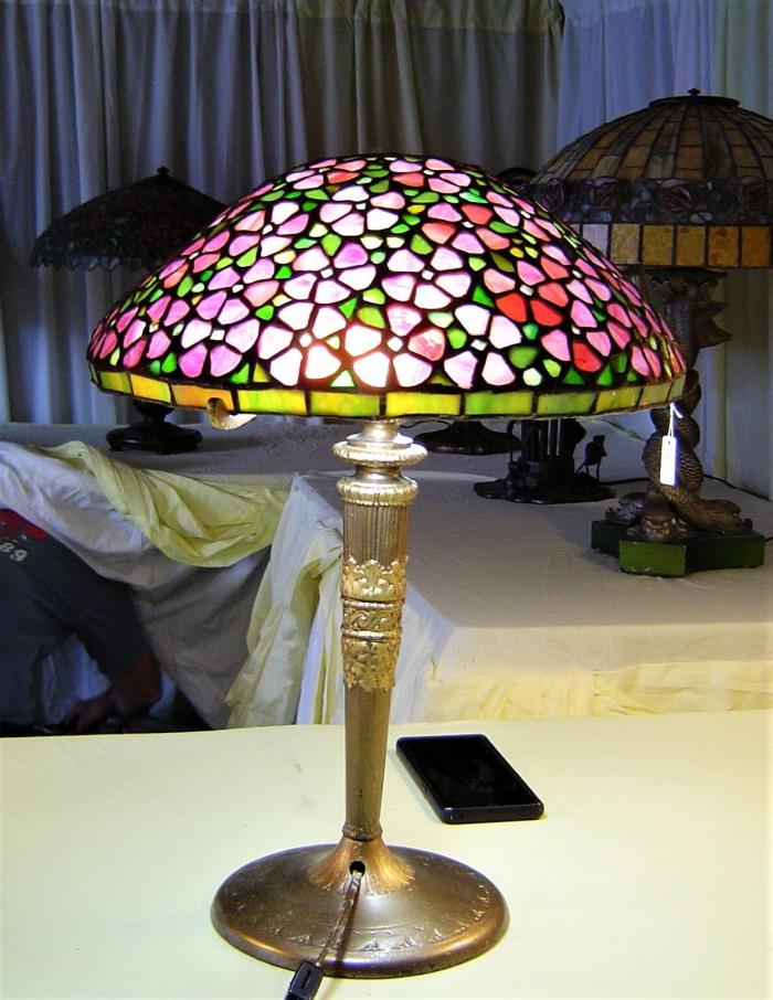 Authentic Leaded Glass Floral Shade by Northeastern Lamp and Bronze Co.