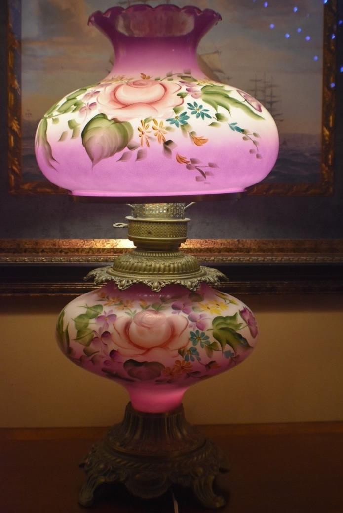 Antique Vintage Majestic Hurricane Gone with the Wind Fenton Lamp
