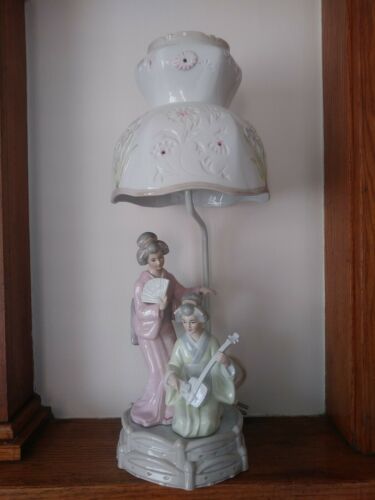 Vintage Hand Painted Porcelain Lenwile China Ardalt Japan Geisha Table Lamp