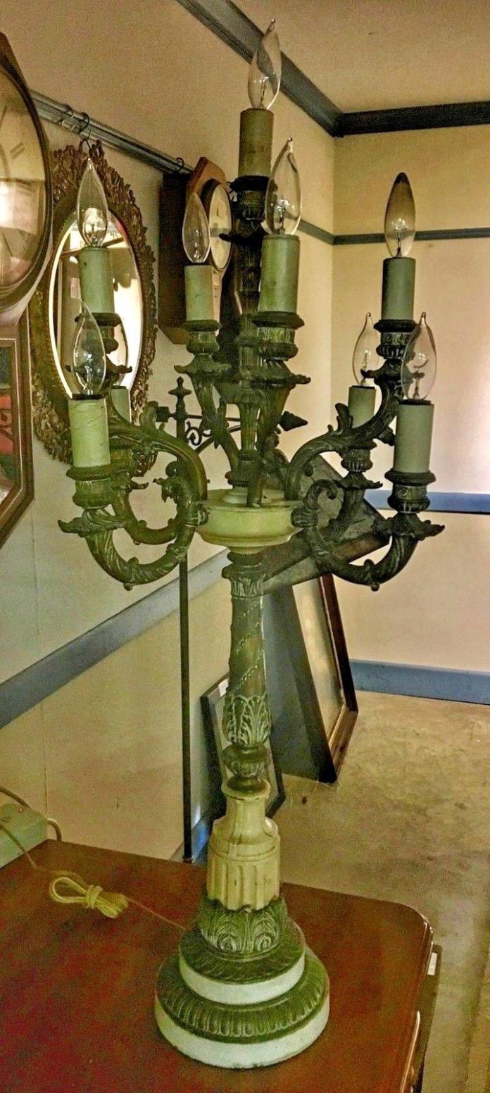 Vintage Metal Candelabra Branched Electric Table Lamp