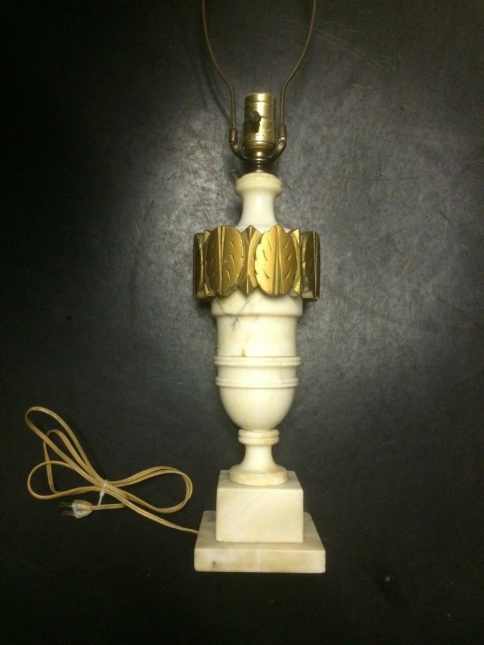 Vntg Lamp Alabaster Marble Carved Italian Neoclassical Hollywood Regency 16
