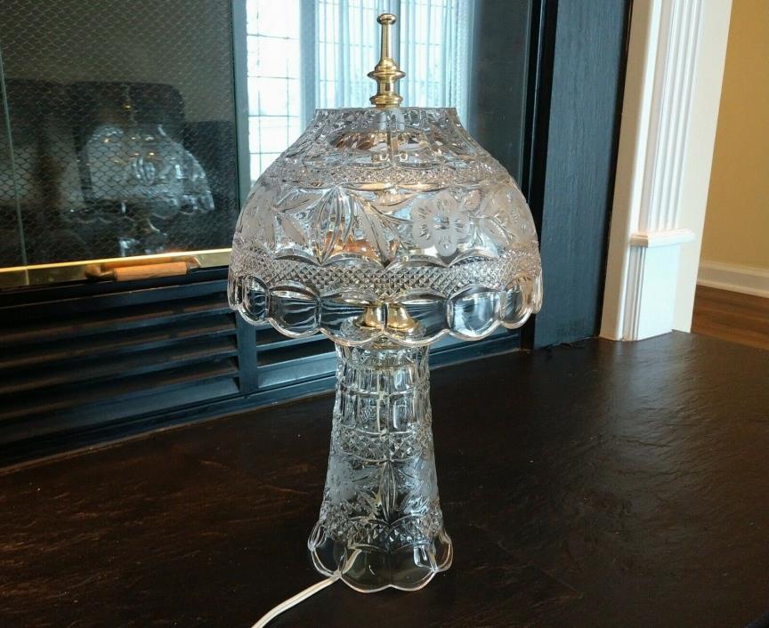 Mid Century Heavy Lead Glass Crystal Desk Vanity Lamp VTG circa 1950's Very Nice