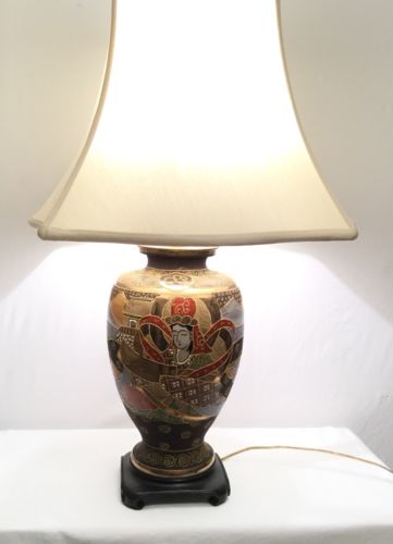 Antique Vintage Japanese Satsuma Pottery Converted Into Table Lamp Nice