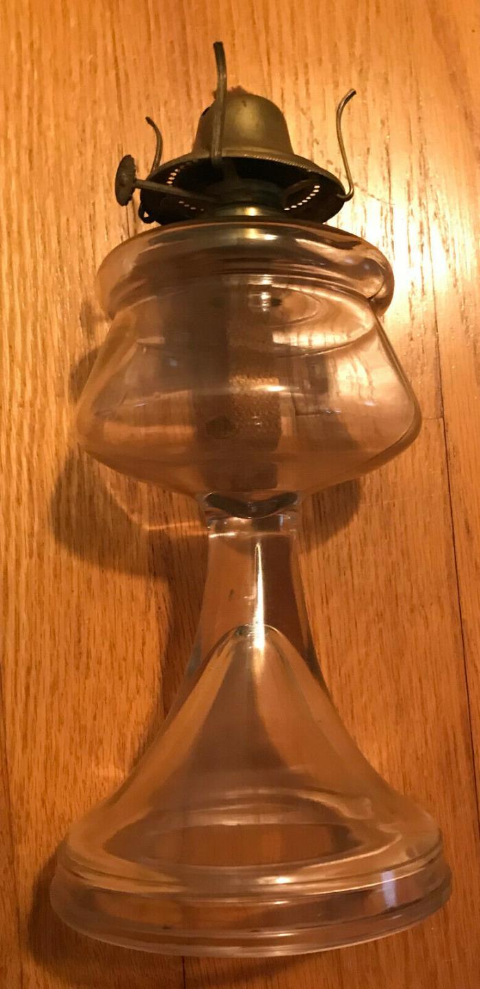 Antique Kerosene - Coal Oil Clear Glass Lamp Base and Burner, 100+ Years Old