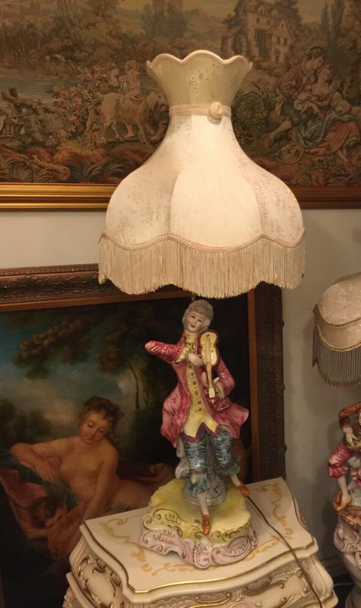 Capodimonte Vintage Table Lamp Antique Rare Italian 42”